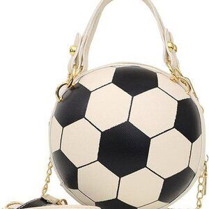 Soccer Ball Cross Body Bag PU Leather Women's Messenger Shoulder Purse